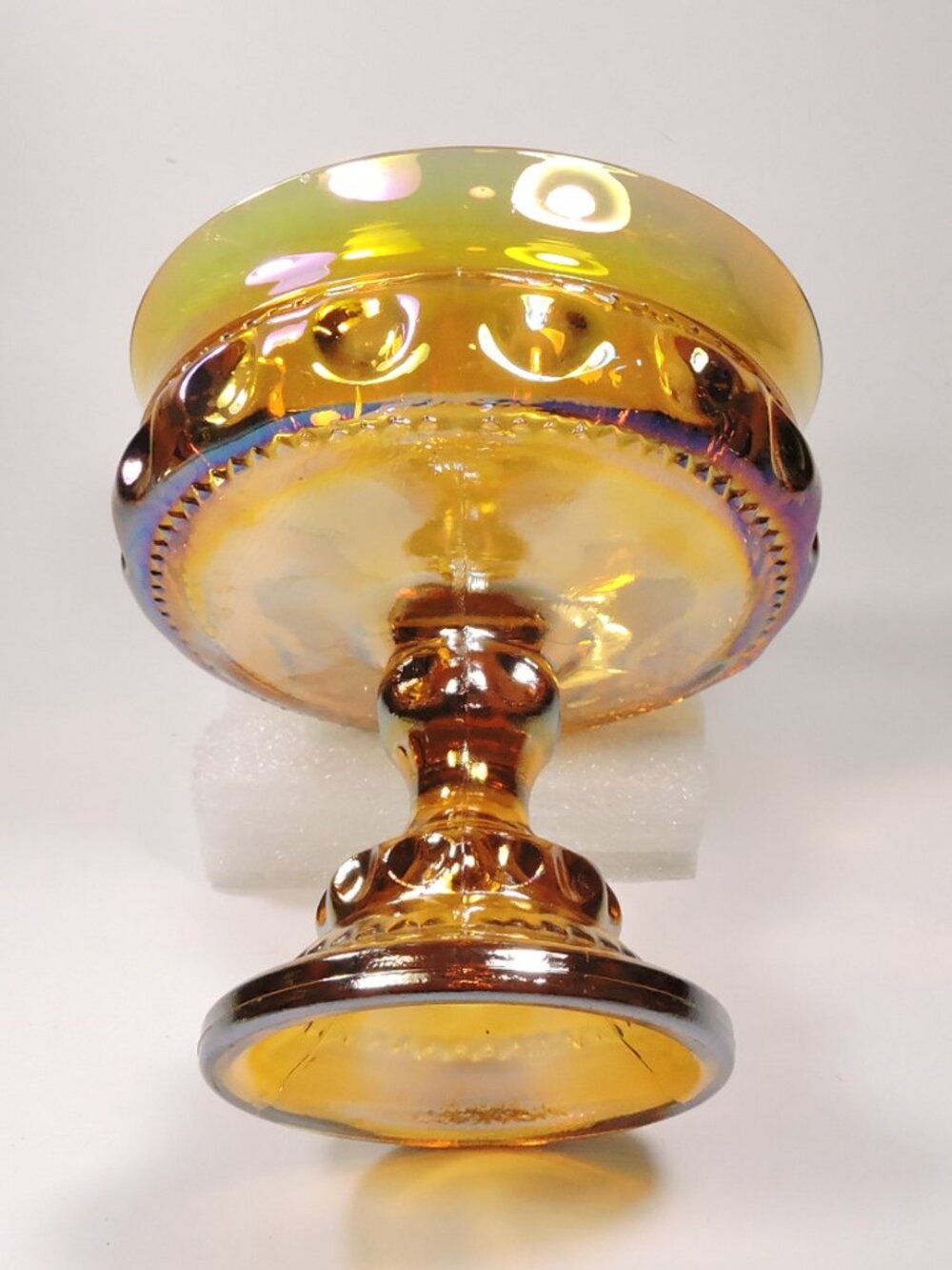 Vintage Indiana Marigold Carnival Glass Candy Dish - King's Crown Pattern - Picture 3 of 6